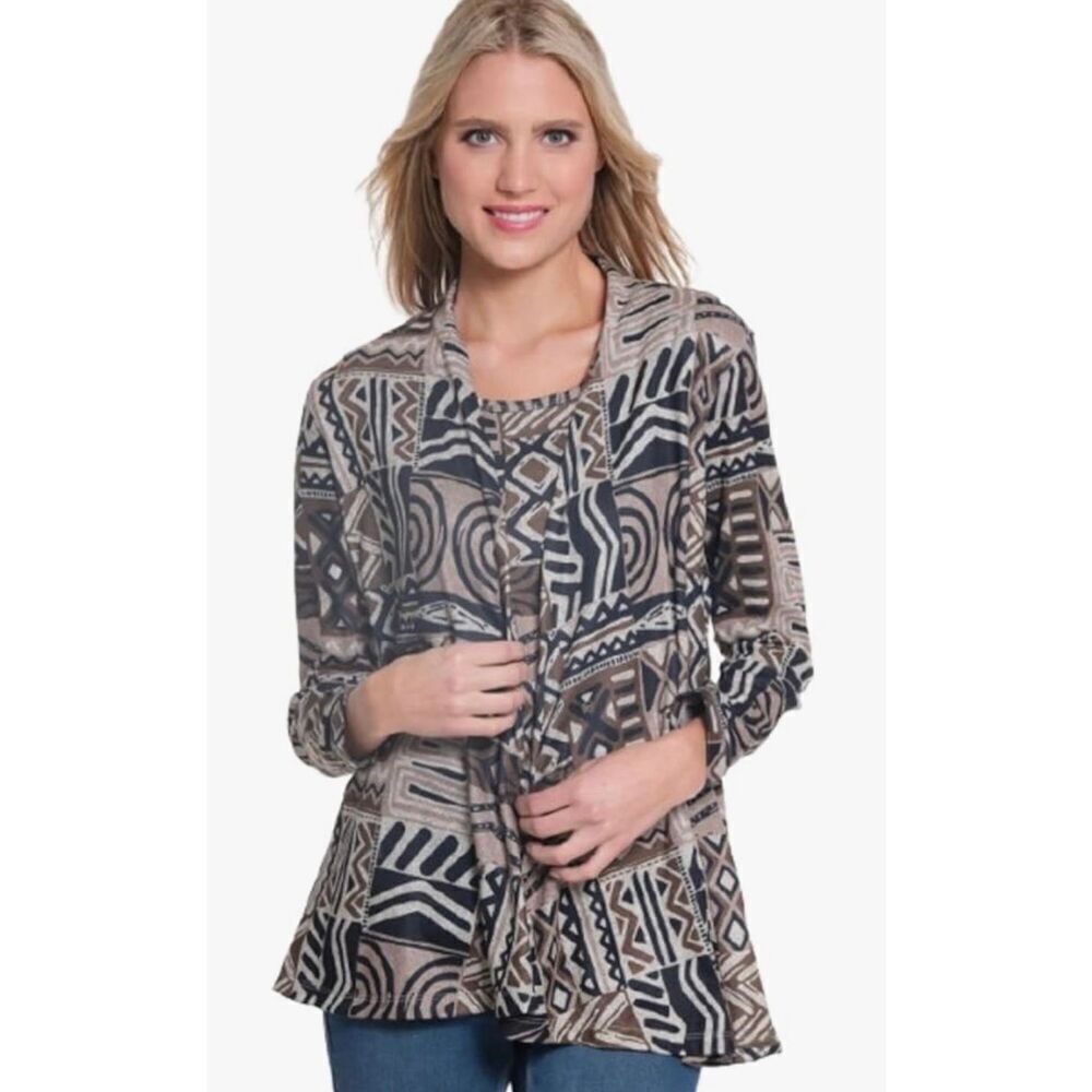 MULTIPLES Women's Long Sleeves Open Front Jacket and Tank Two-Piece Set